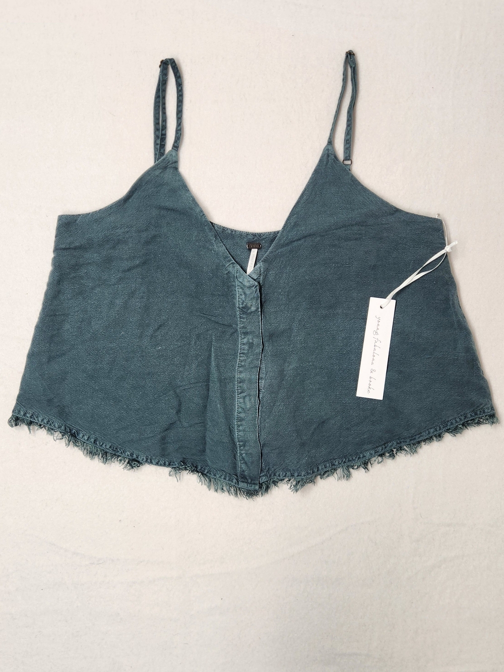 Young Fabulous & Broke NWT Teal Fringe Hem Crop Cami Top S Boho Festival Summer